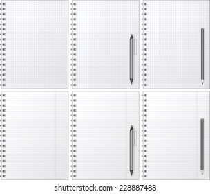 set of isolated notebooks with a metal spiral for background 