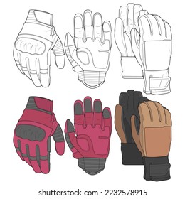 Set of isolated object of glove and winter icon. Set of glove and equipment vector for coloring book stock.
