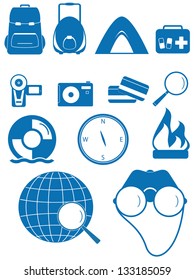 set isolated object for travel equipment for tourist