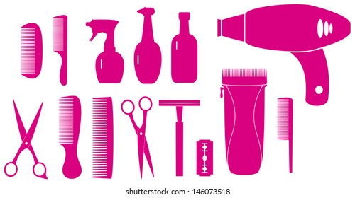 set isolated objects for barbershop design 