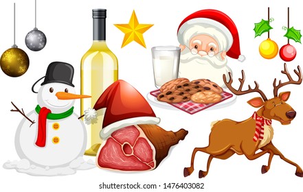 Set of isolated objects of christmas theme illustration