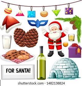 Set of isolated objects of christmas theme illustration