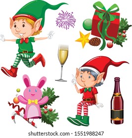 Set of isolated objects of christmas theme illustration