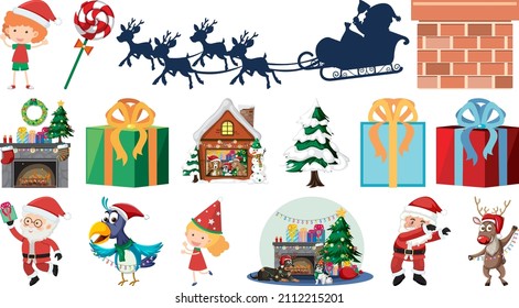 Set of isolated objects of christmas theme illustration