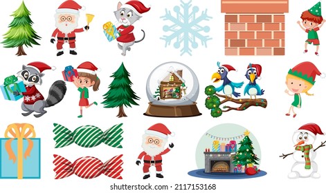 Set of isolated objects of christmas theme illustration