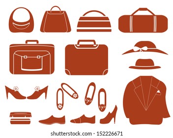 set isolated objects - clothes, bags and shoes 