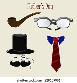 a set of isolated objects related to father's day