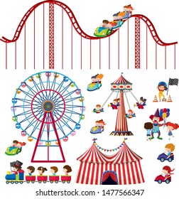 Set of isolated objects theme circus illustration