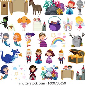 Set of isolated objects theme fairytale illustration