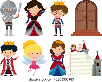 Set of isolated objects theme fairytales illustration