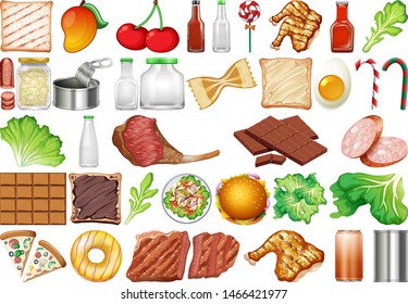 Set of isolated objects theme - food illustration