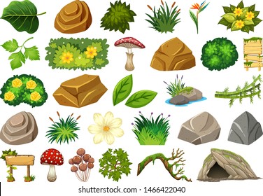 Set of isolated objects theme - gardening illustration