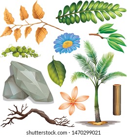 Set of isolated objects theme gardening illustration