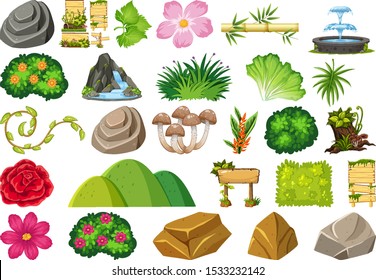 Set of isolated objects theme - gardening illustration