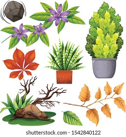 Set of isolated objects theme gardening illustration