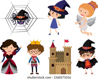 Set of isolated objects theme halloween illustration