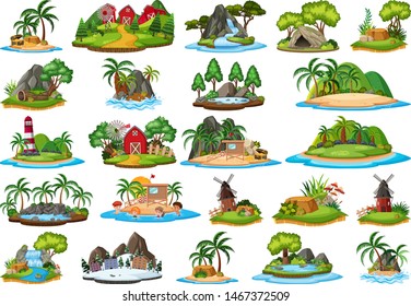 Set of isolated objects theme - islands illustration
