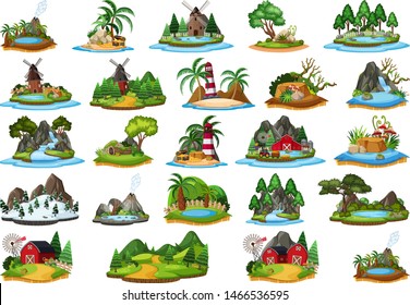 Set of isolated objects theme - landforms illustration