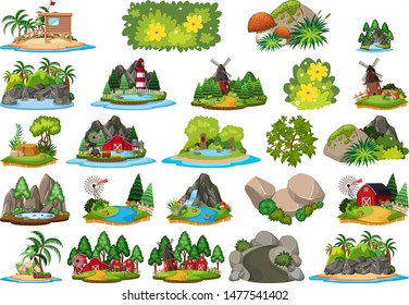Set of isolated objects theme - landforms illustration