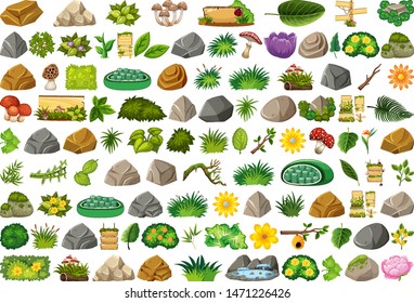 Set of isolated objects theme - nature illustration