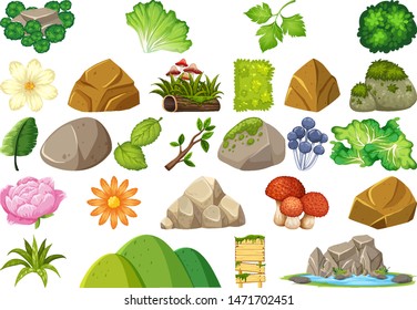 Set of isolated objects theme - nature illustration