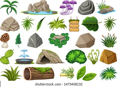 Set of isolated objects theme - nature illustration