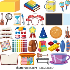 Set of isolated objects theme school itmes illustration