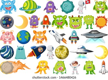 Set of isolated objects theme - space illustration