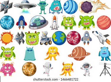 Set of isolated objects theme - space illustration