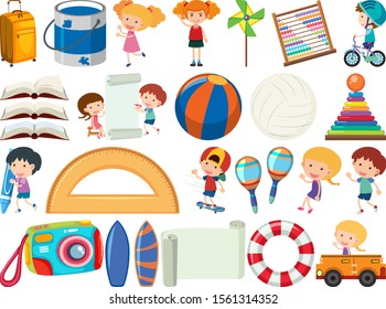 Set of isolated objects theme stationery illustration