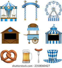 set of isolated oktoberfest elements. german beer festival elements