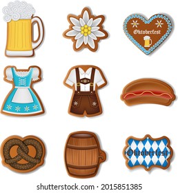 set of isolated Oktoberfest gingerbread cookies