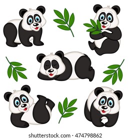 set of isolated panda - vector illustration, eps