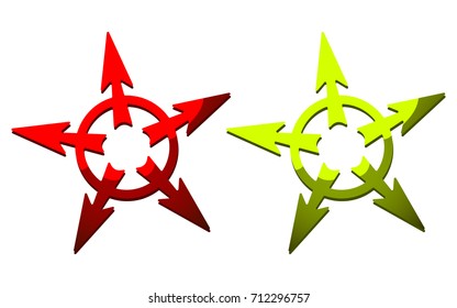 set of isolated pictograms of arrows on white background