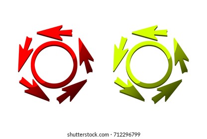 set of isolated pictograms of arrows on white background