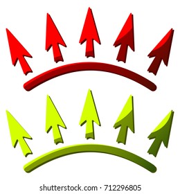 set of isolated pictograms of arrows on white background