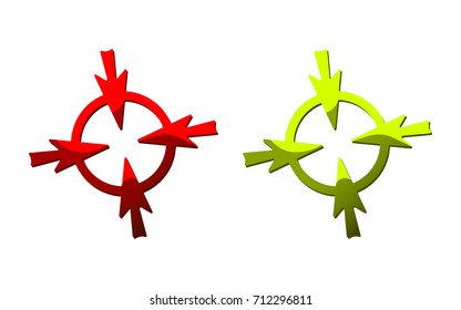 set of isolated pictograms of arrows on white background