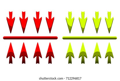 set of isolated pictograms of arrows on white background