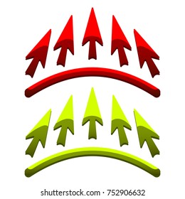 set of isolated pictograms of arrows on white background
