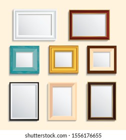 set of isolated picture frame on wall vector illustration EPS10