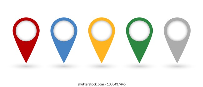 Set of isolated pin map. Graphic icon design template.