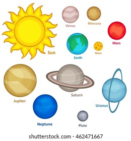 set of isolated planet of solar system - vector illustration, eps