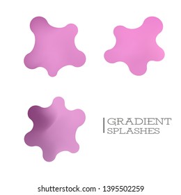 Set isolated purple elements of holographic chameleon design palette of shimmering colors. Modern abstract pattern, colorful fluid paint design. Trendy art background. Gradient futuristic shapes