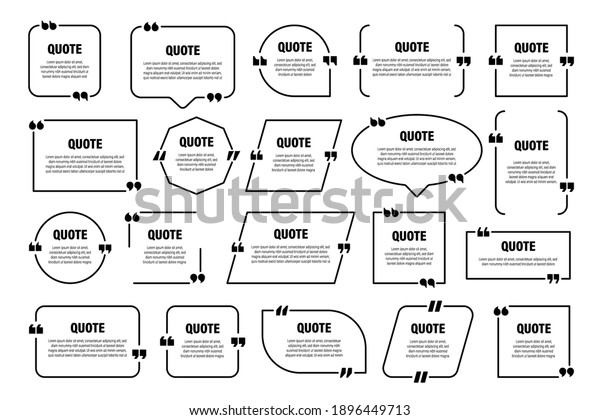 Set of isolated quote frames. Speech\
bubbles with quotation marks. Blank text box and quotes. Blog post\
template. Vector\
illustration.