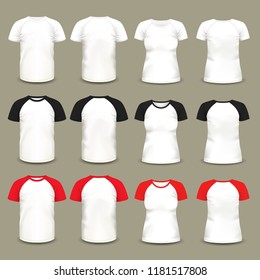 Set of isolated raglan t-shirts and shirts