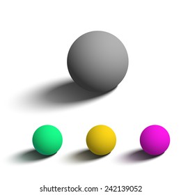 Set of isolated realistic 3D spheres in different colors. Vector objects on white background for your design.
