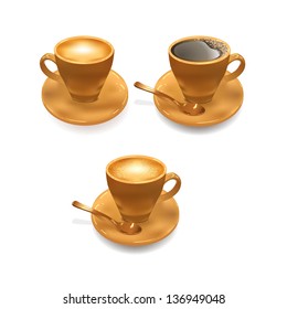 Set of isolated realistic cup of coffee. Vector illustration