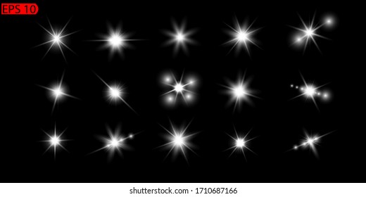 Set of isolated realistic glare flares.