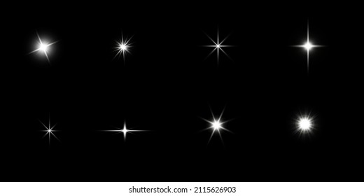 Set of isolated realistic glare flares.