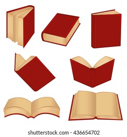 set of isolated red book  - vector illustration, eps
